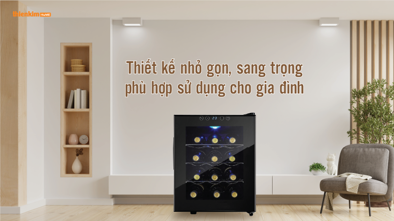 Thiết kế nhỏ gọn, sang trọng phù hợp sử dụng cho gia đình Tủ rượu mini Hafele 539.15.060
